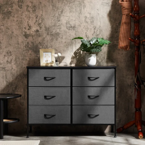 6-Drawer Fabric Nightstand