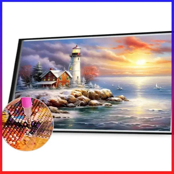 5D Seaside Lighthouse Diamond Painting