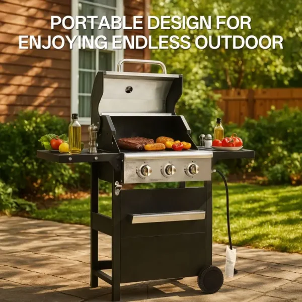 27,000 BTU 3-Burner Outdoor BBQ Grill