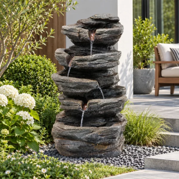 Outdoor Garden Water Fountain with LED Lights